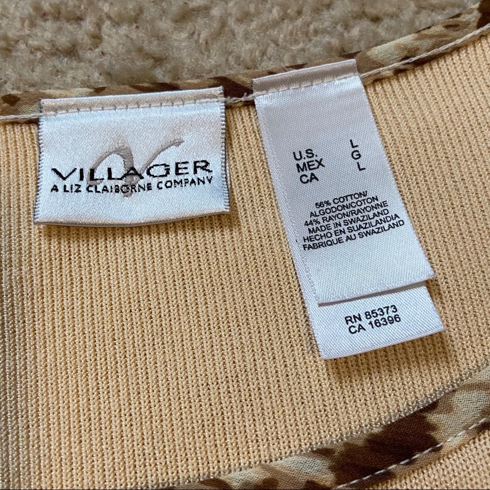 Villager A Liz Claiborne Co 1-Piece Sweater Beige Brown Sz Lrg - Picture 3 of 12
